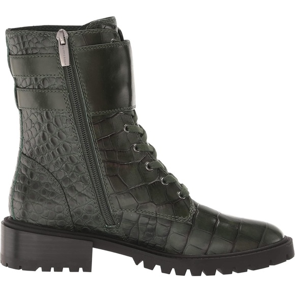 New 2 pairs Vince Camuto black & green Fawdry Heel Leather Combat Boots 5.5 - Picture 4 of 4